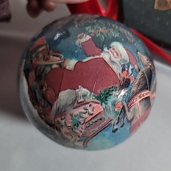 1995 VNT 12 Antique Santas Set of 12 bulb Christmas Tree Paper Ornaments w/ Box - Picture 5 of 15